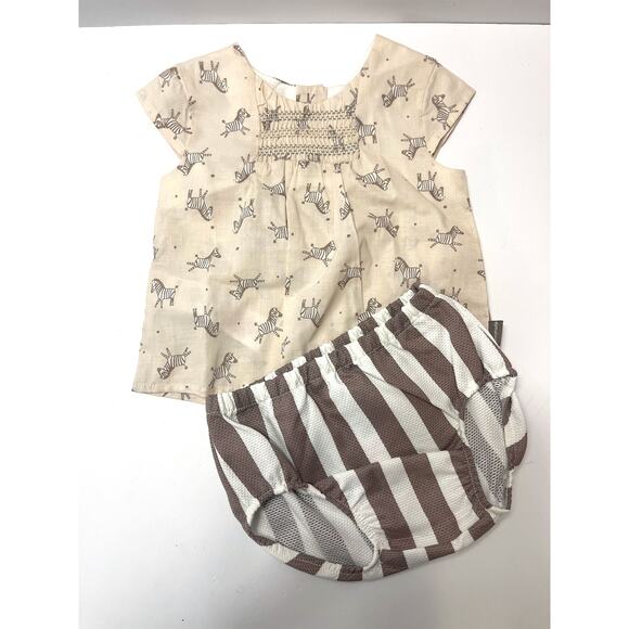 TUTTO PICCOLO NWOT Auden Zebra Print Smocked Top & Jam Pants 6M - Picture 3 of 9